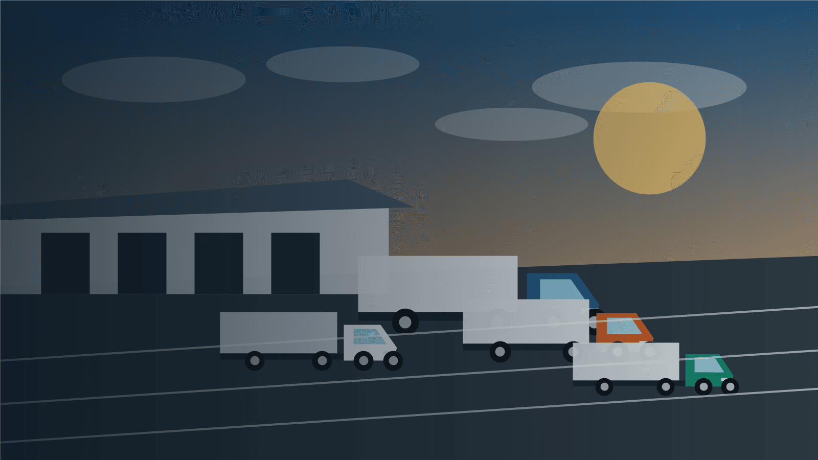 Modern fleet operations yard with trucks